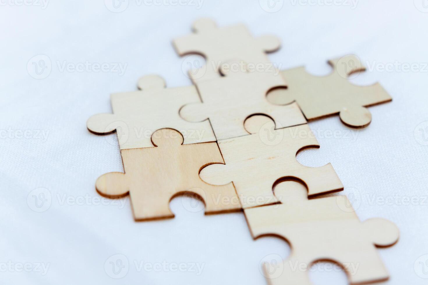 Strategic business puzzle solving office workspace conceptual image collaborative environment close-up view problem-solving concept photo