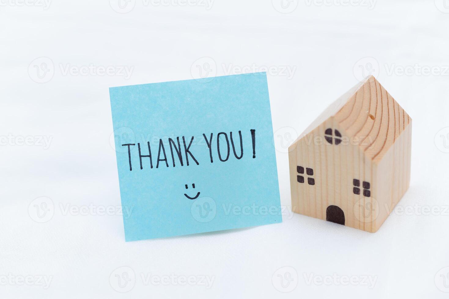 Business appreciation message home office note card cozy environment close-up view thank you concept for business growth photo