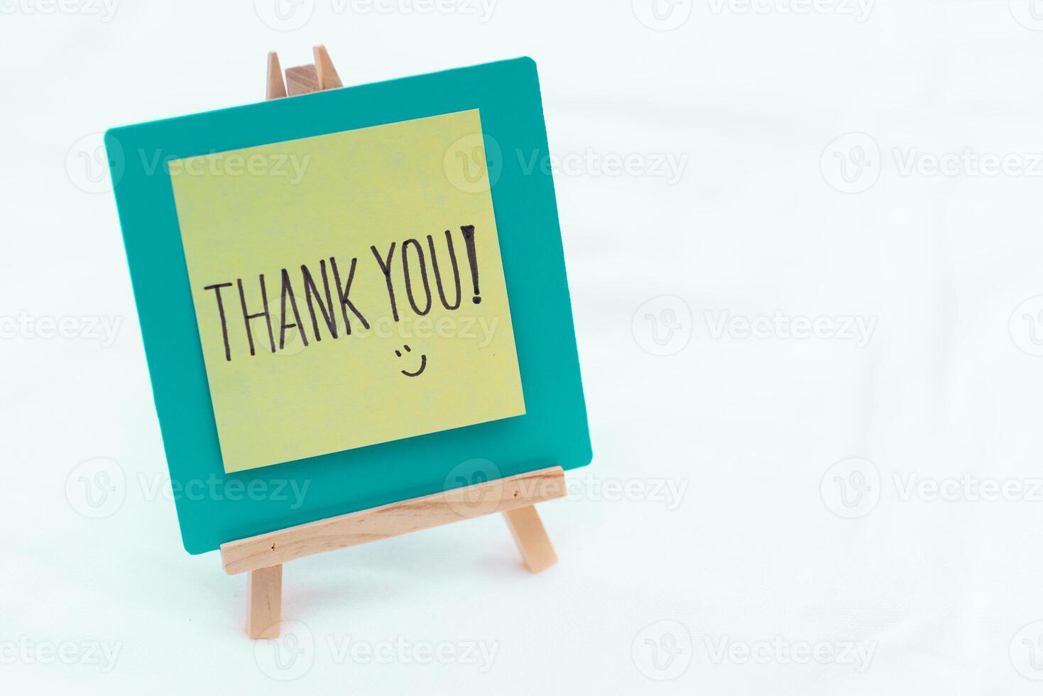 Business appreciation event office space graphic display minimalist environment close-up view thank you concept for growth photo