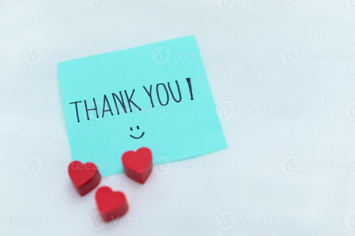 Thank you note office desk inspirational content minimalist setting close-up view business appreciation concept photo