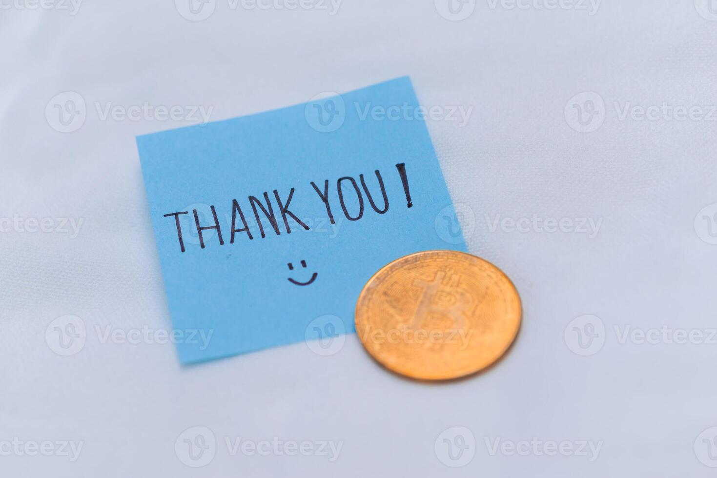 Gratitude in business thank you note with cryptocurrency office desk visual content minimalistic environment close-up view for impact photo