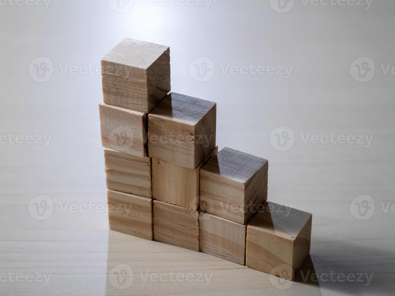 Creative building blocks still life in a minimalist workspace with natural light photo