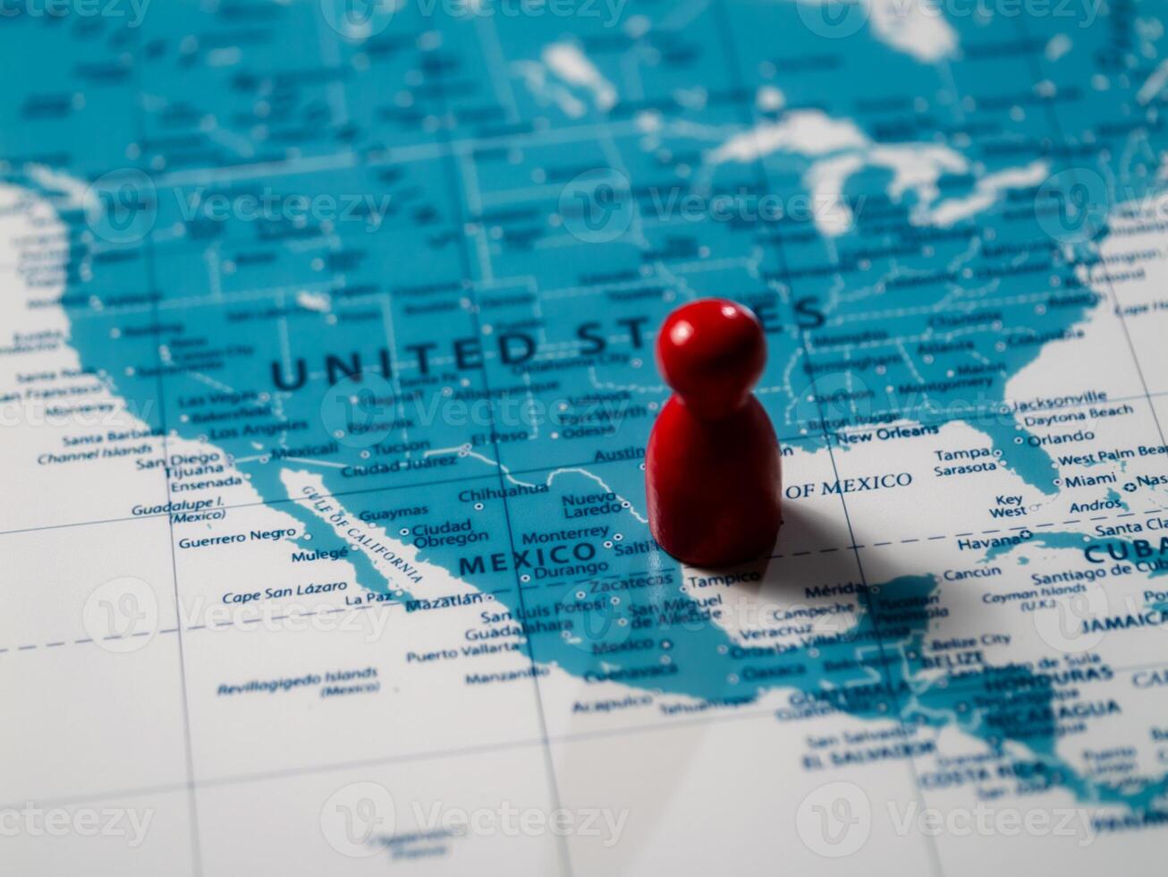 Geography insights detailed view of mexico with red marker highlights in na travel photo