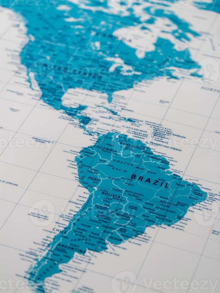 Aerial travel guide detailed map of brazil and south america exploration photo
