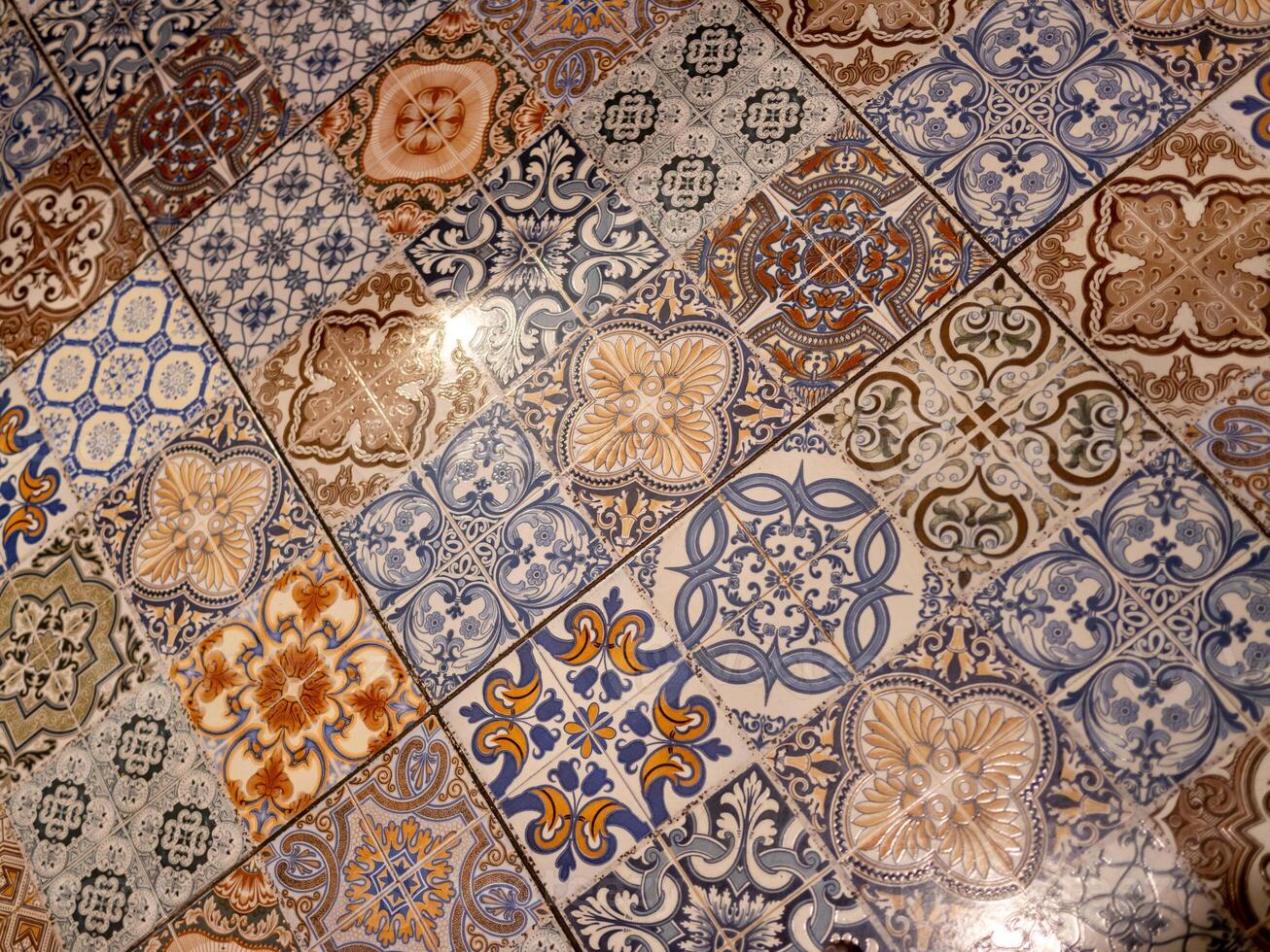 Intricate tile patterns art studio contemporary close-up visual aesthetics photo