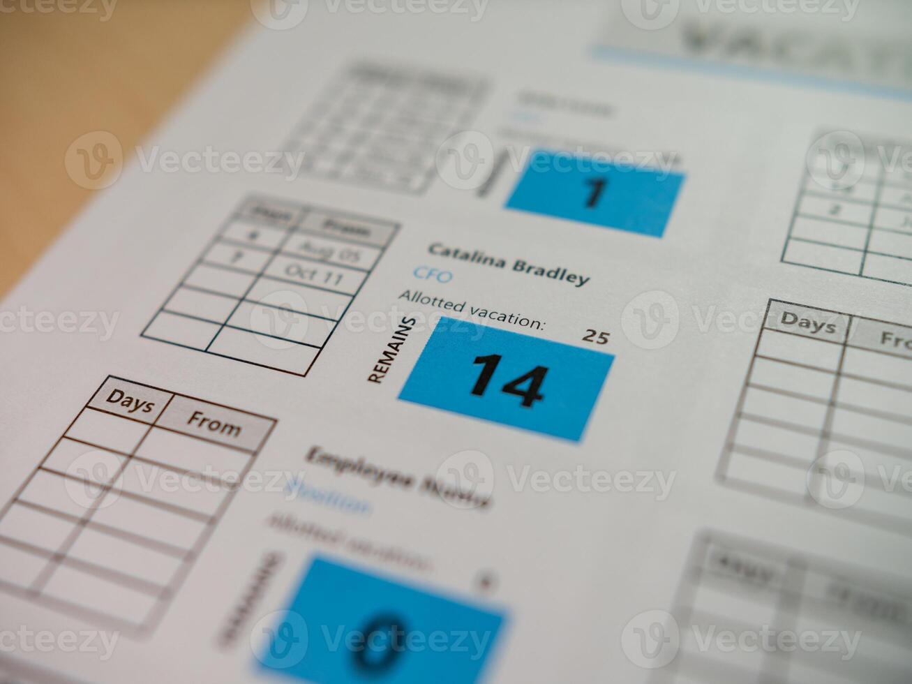 Business vacation tracking system office document professional close-up performance management photo