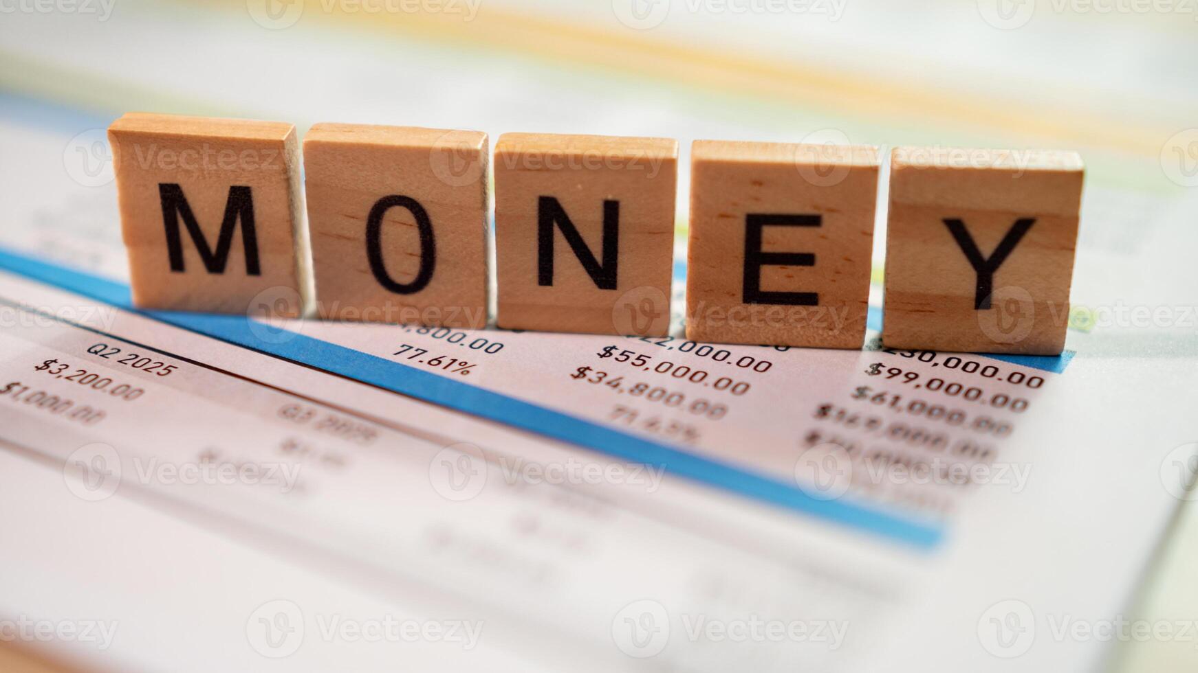 Business financial planning documents a close-up in a professional money management setting photo