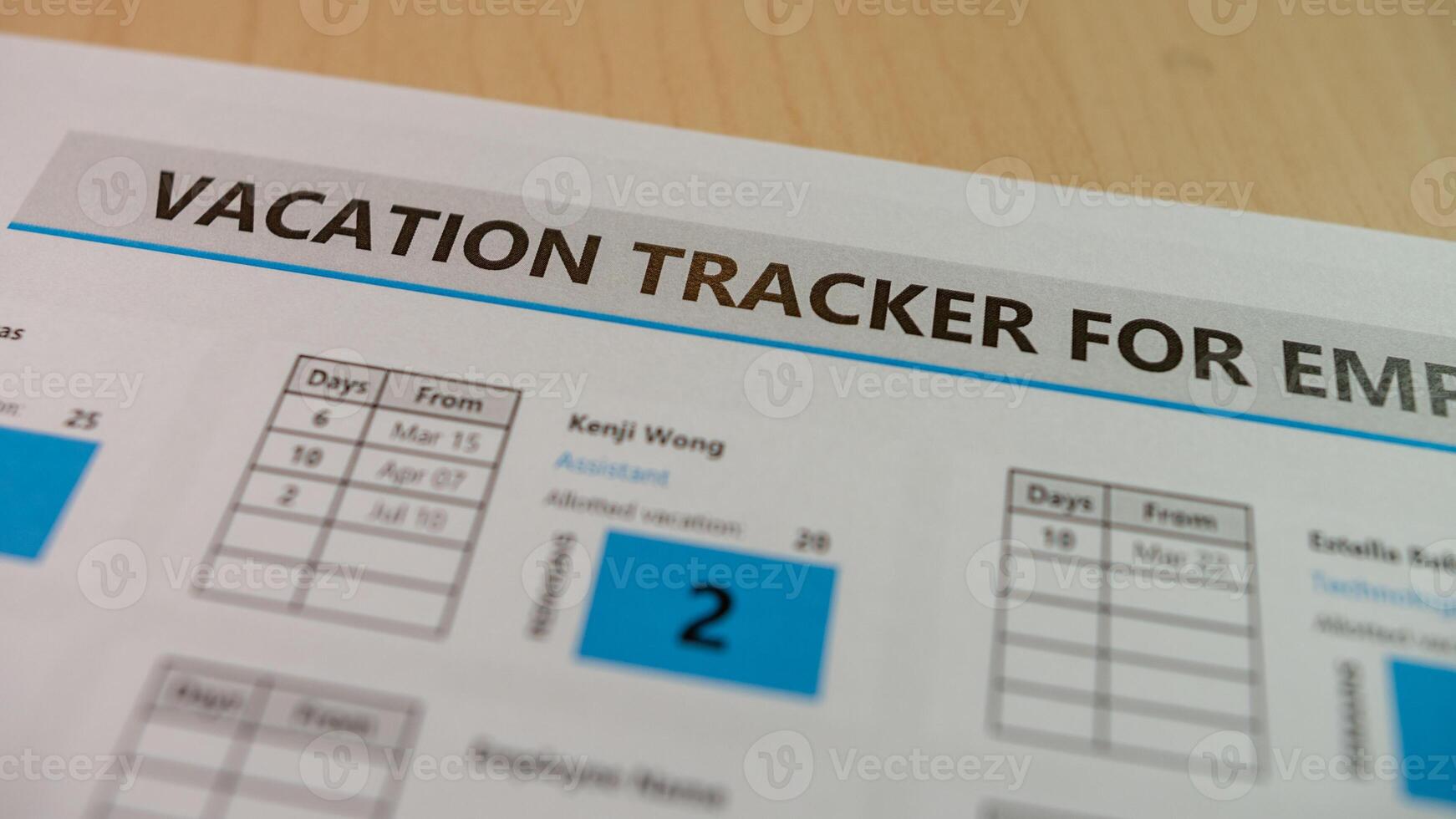 Efficient employee vacation management an organized tracker for office environments photo
