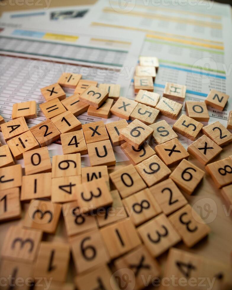 Top view of business strategies and calculations in a professional learning environment photo