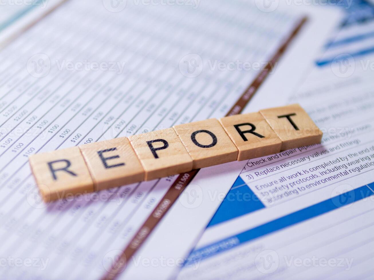 Business report analysis close-up insights office space and professional environment photo