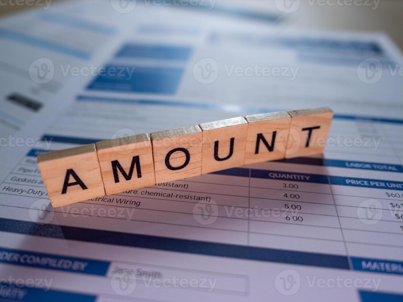 Professional invoice amount calculations a close-up view in financial management environment photo