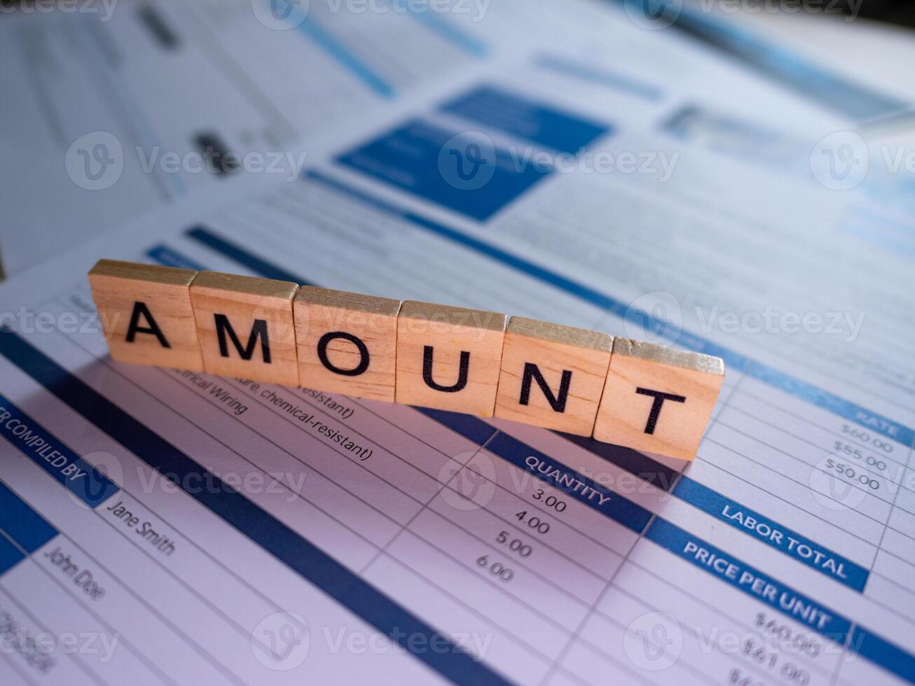 Financial overview amounts invoice sheets in a business environment close-up perspective photo