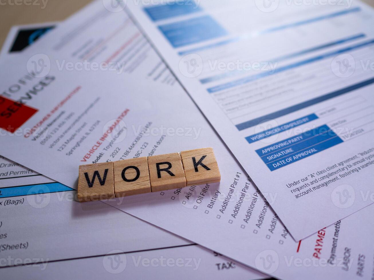 Work documents and resumes table home office business environment professional setting career focus photo