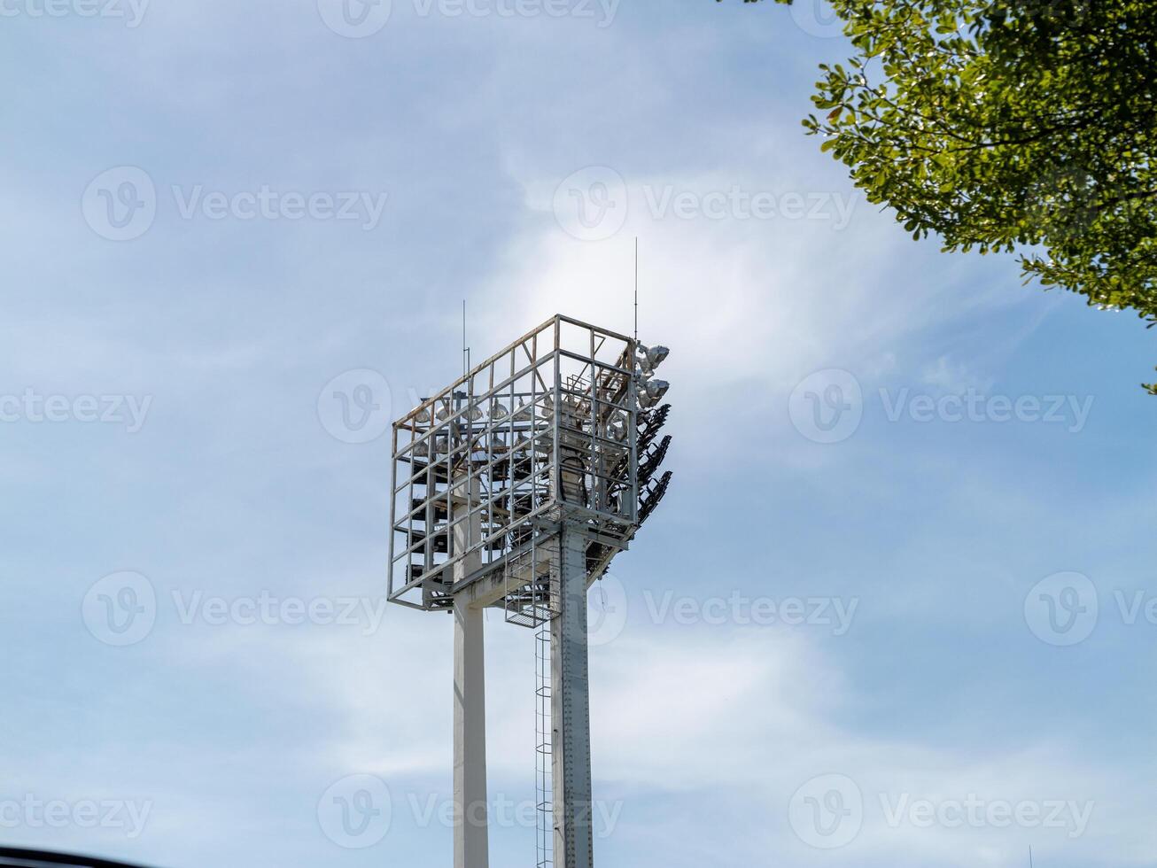 Sports event lighting tower stadium outdoor low angle urban infrastructure photo