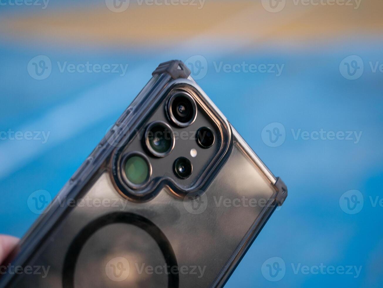 Capturing mobile action with a smartphone outdoor sports field close-up shot creative concepts photo