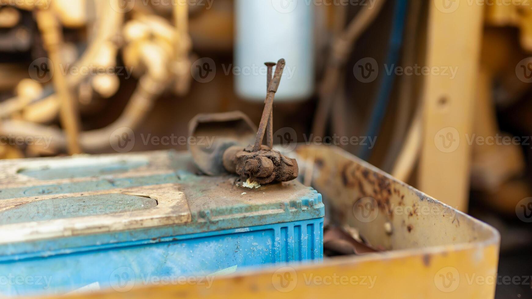 Battery maintenance and inspection safety industrial facility equipment close-up technical overview photo