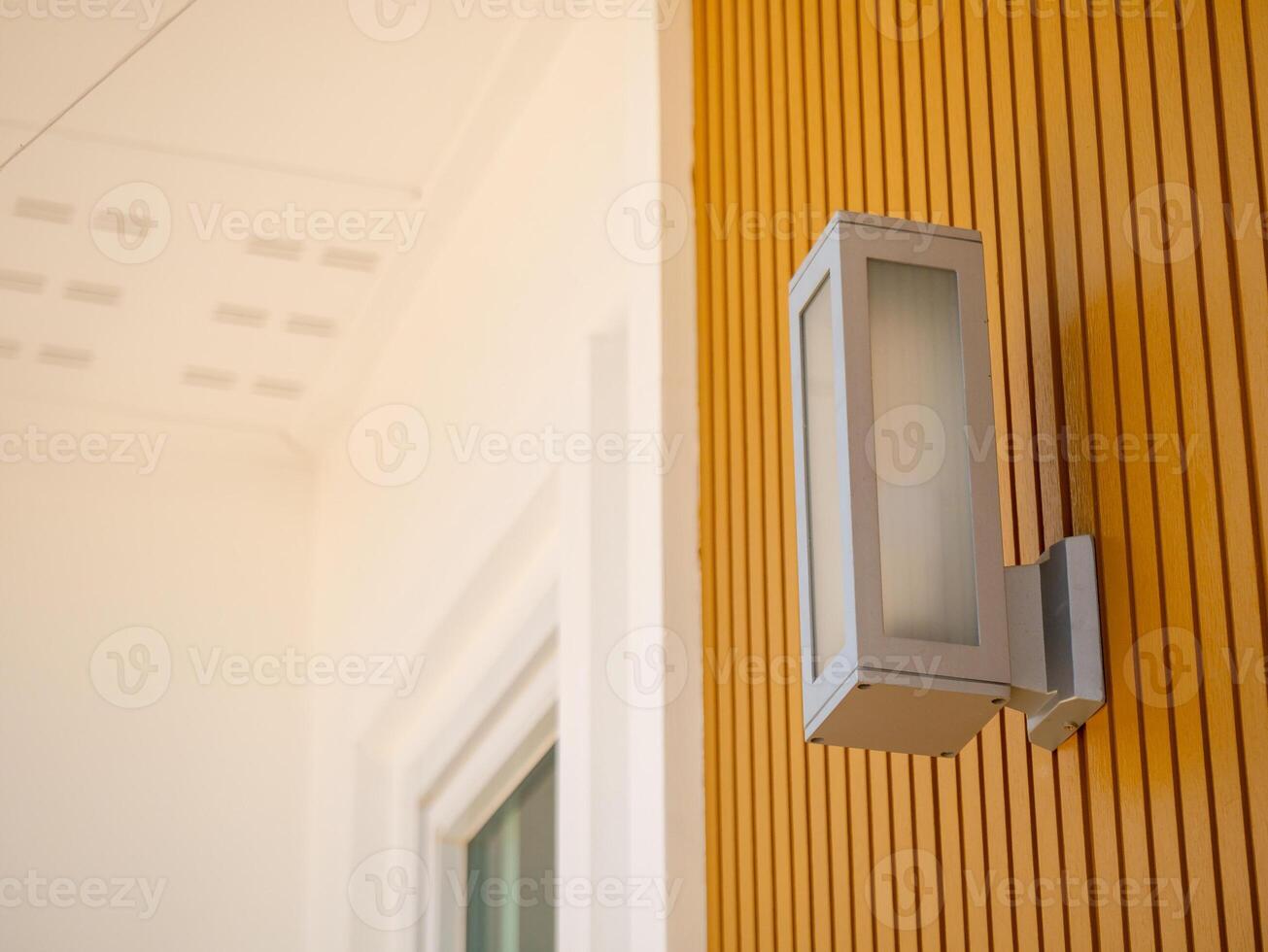 Close-up view of modern exterior lighting architectural detail in minimalist design photo