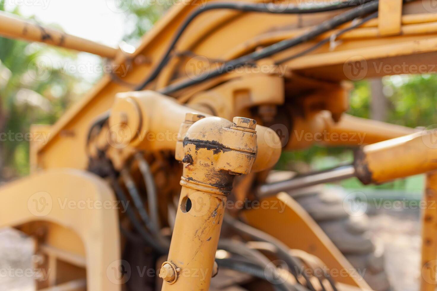 Industrial close-up technical insights excavator action at construction sites photo