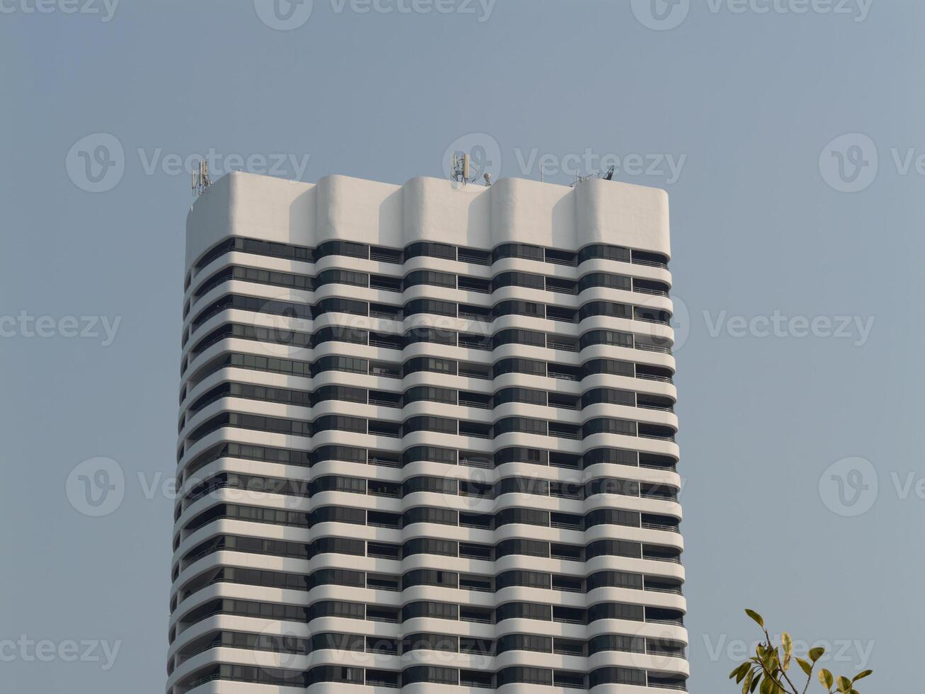 Innovative urban skyscraper construction elevated viewpoint and clear sky architecture photo