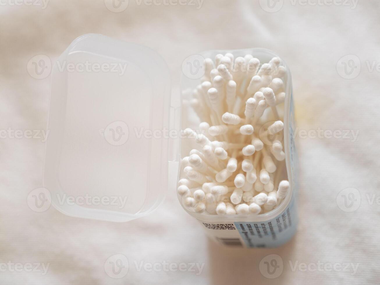 Indoor hygiene essentials everyday cleaning with cotton swabs a convenient container photo