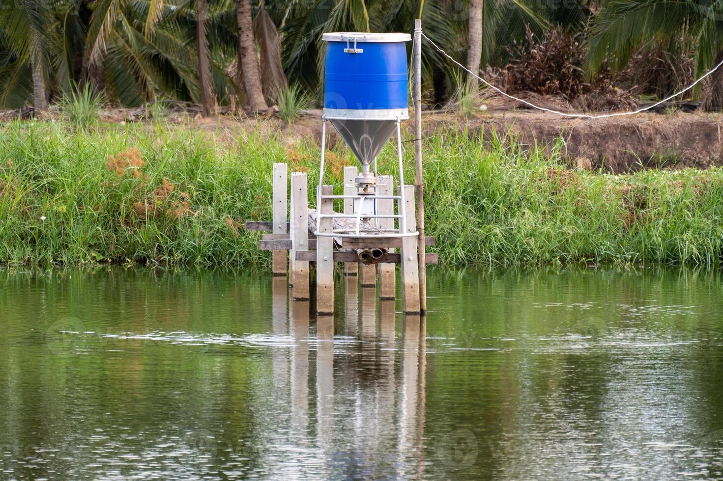 Water management system in tropical landscape equipment installation nature environment ground level photo