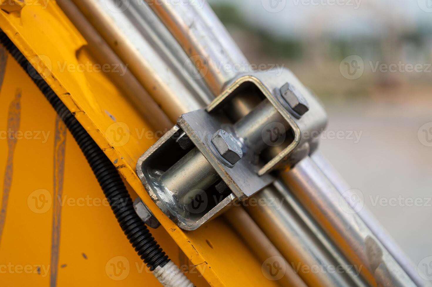 Angular view of outdoor construction equipment mechanism at industrial site photo