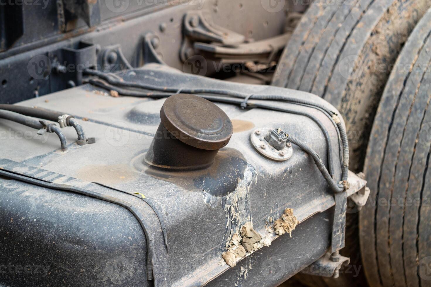 Close-up insights truck maintenance equipment in an industrial garage facility photo