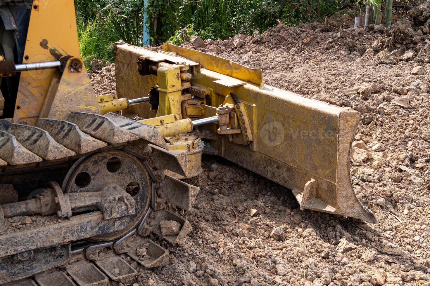 Construction equipment action building site machinery outdoor close-up heavy-duty operations photo