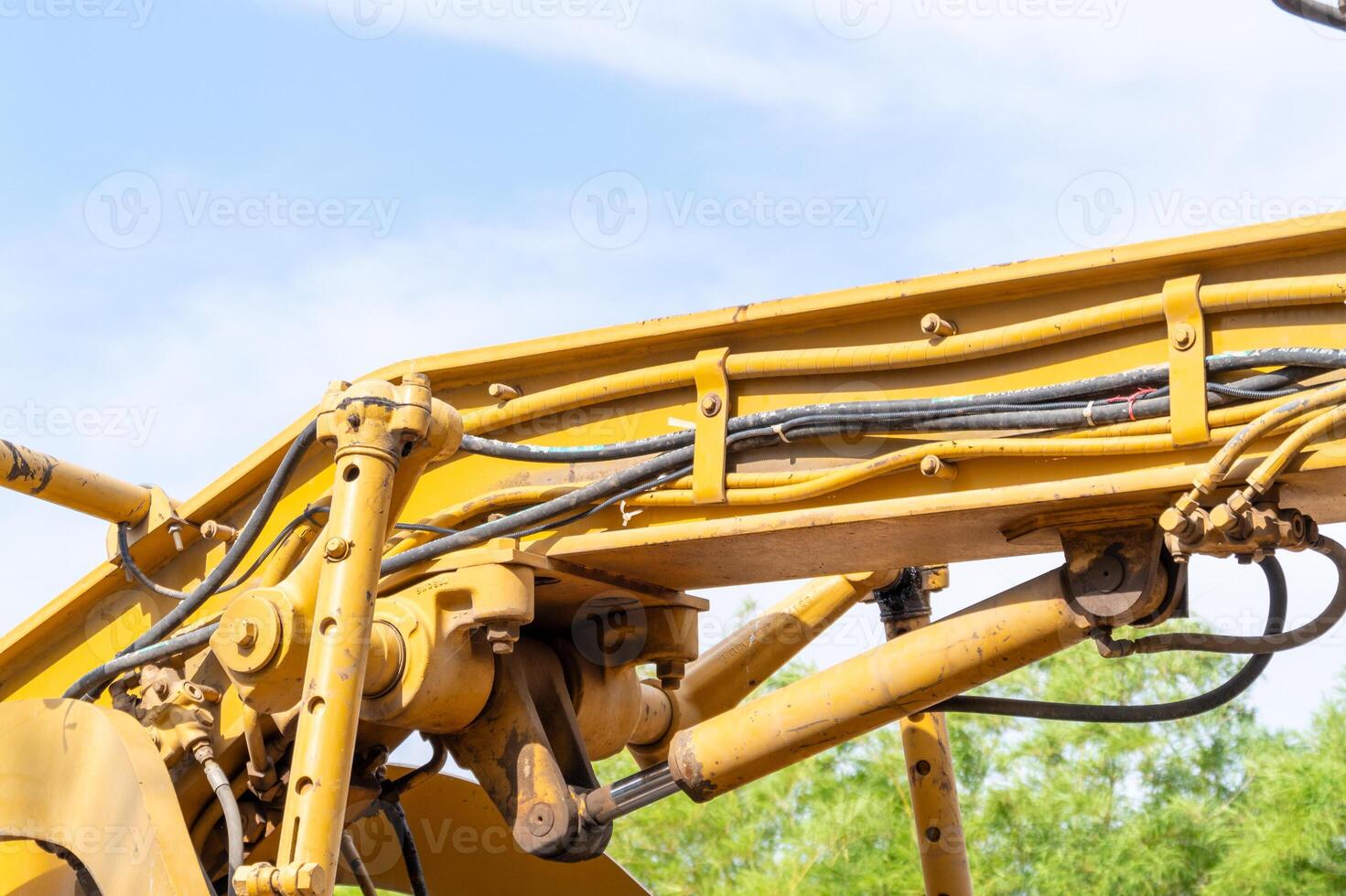 Heavy machinery operation construction site close-up industrial environment dynamic viewpoint photo