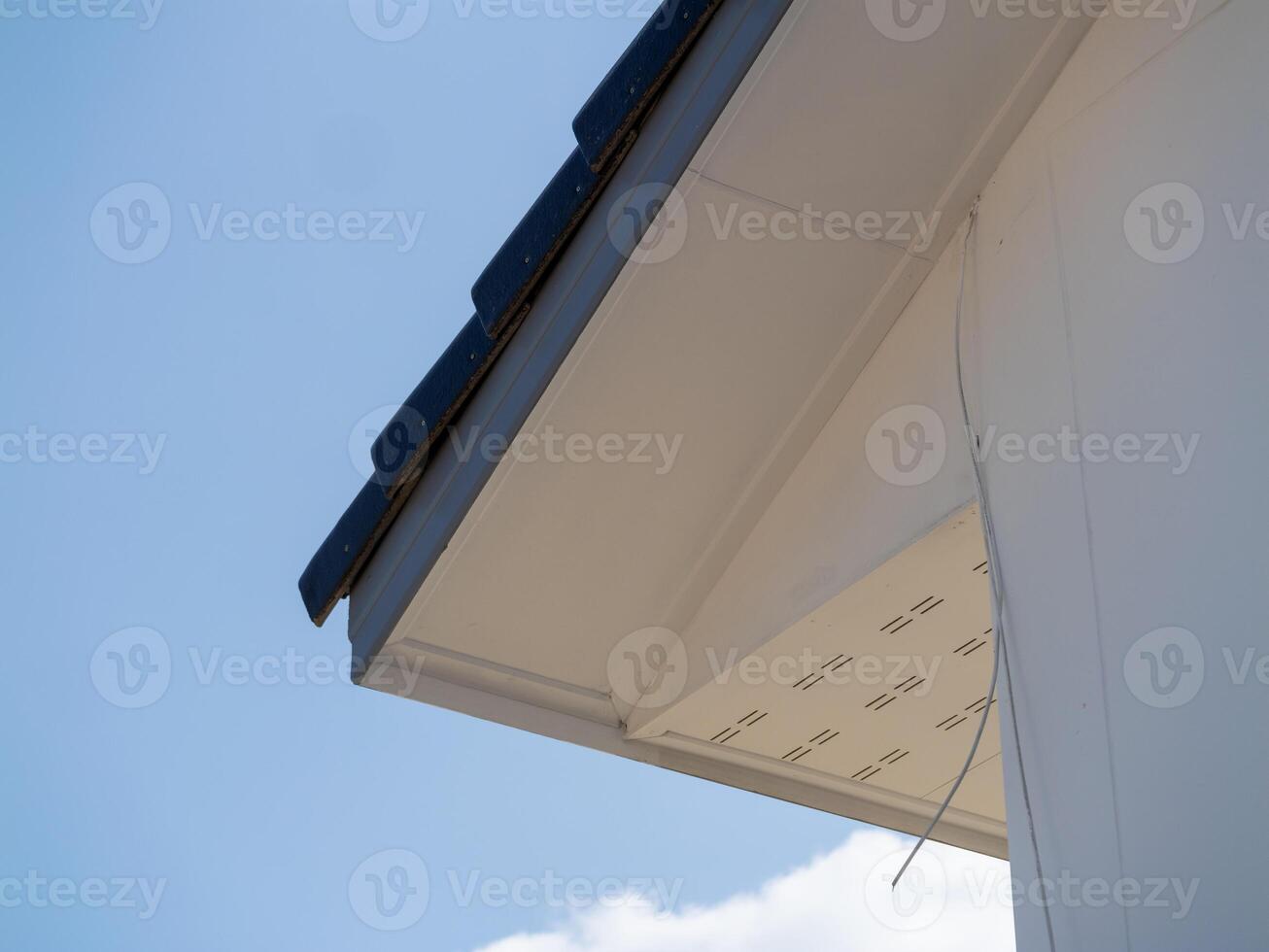 Roofline detail residential area architectural clear sky low angle design elements photo