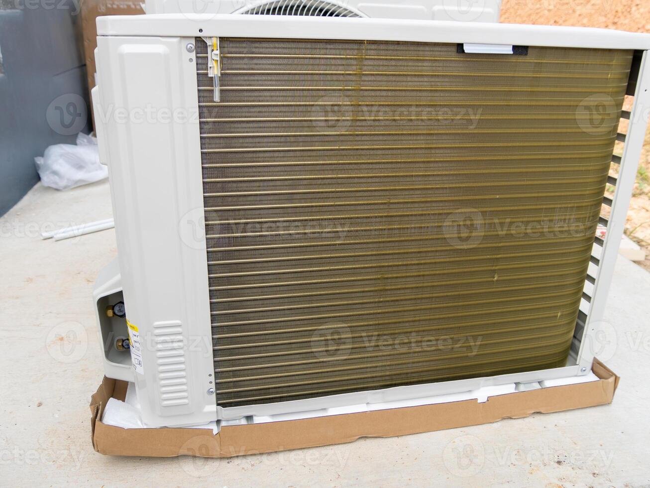 Air conditioning unit installation home workshop product showcase indoor close-up cooling solutions photo
