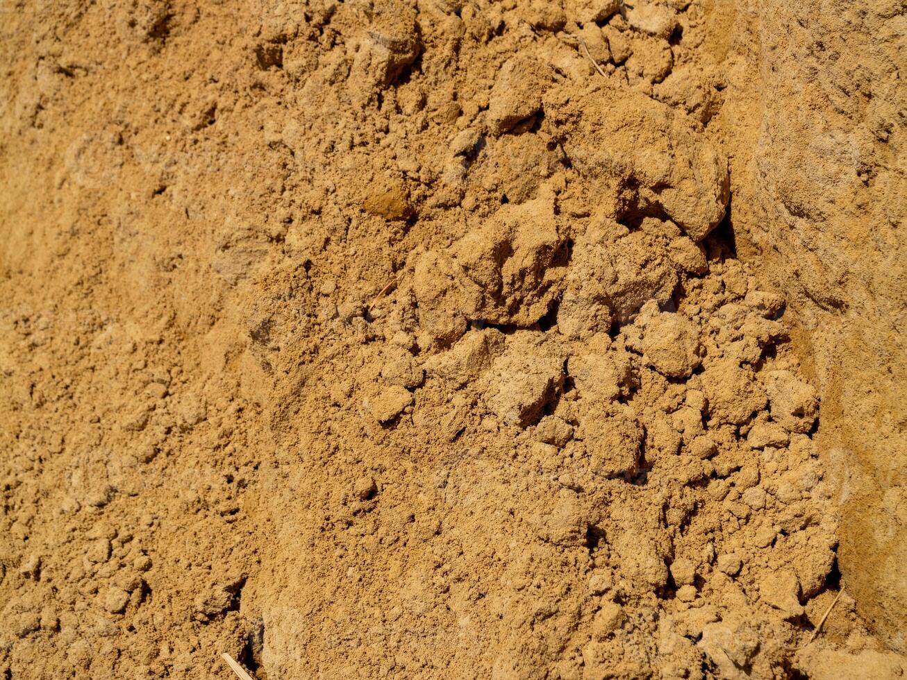 Exploring soil composition in natural landscapes a close-up view of earth's impact photo