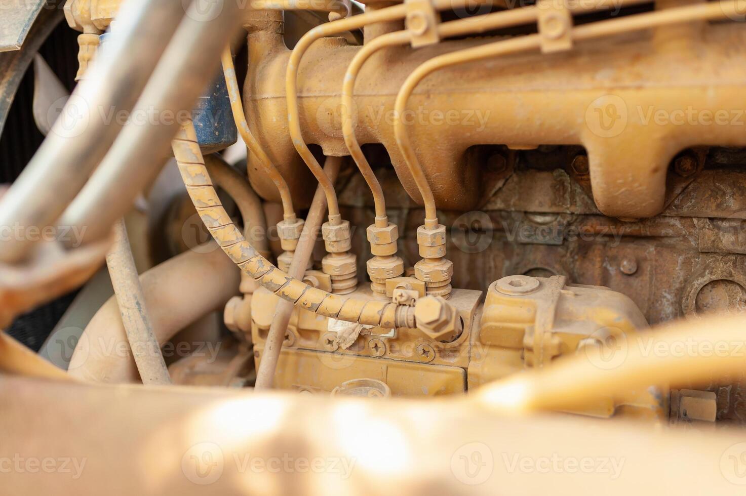 Engine components inspection industrial workshop technical close-up view mechanical insights photo