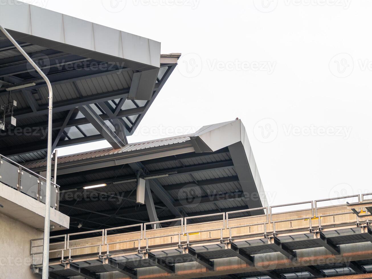 Modern architectural design urban setting structure contemporary style elevated view innovation photo