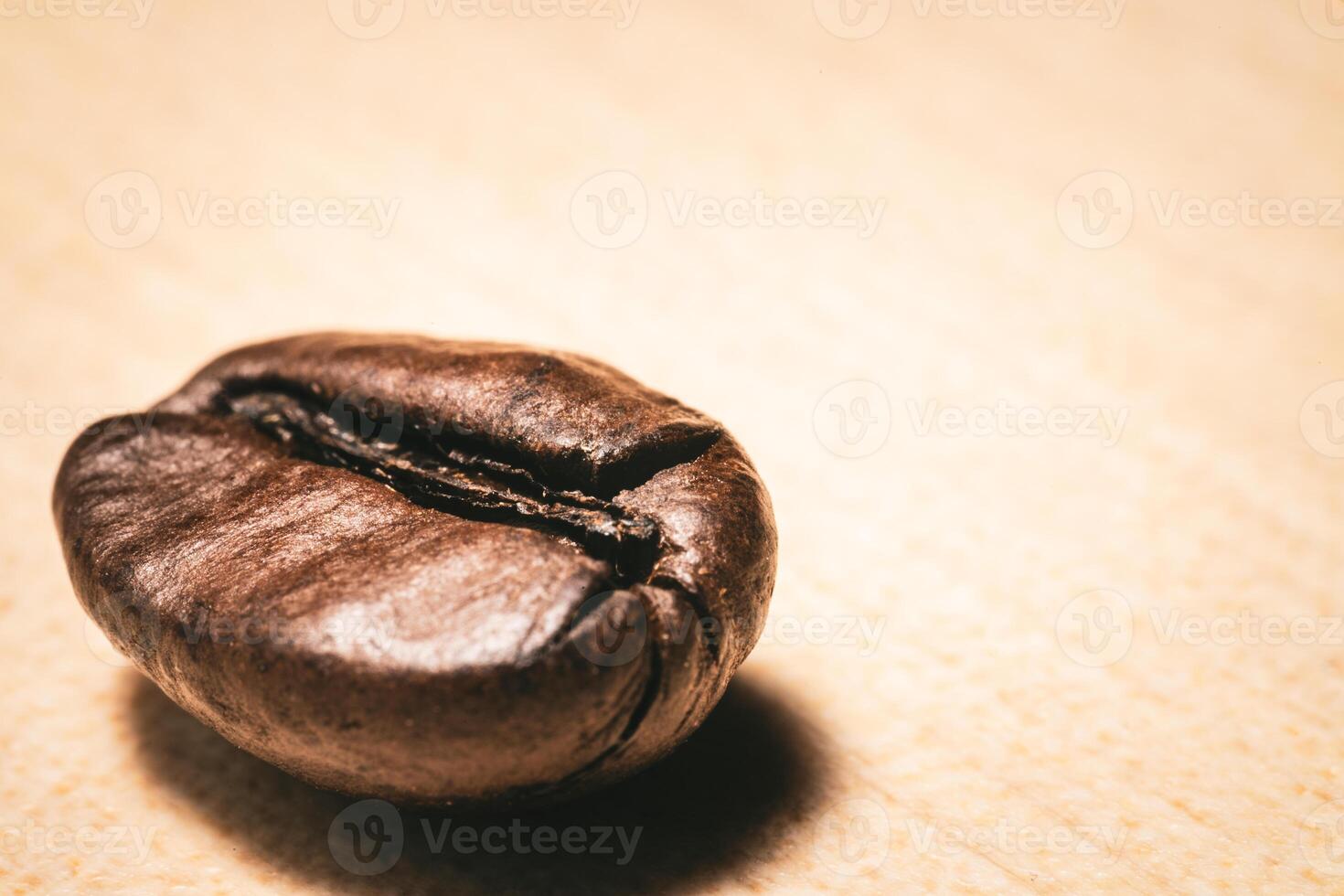 Close-Up Detail of Single Coffee Bean on Light Background photo