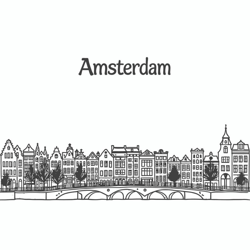 Amsterdam Skyline with Travel Destination. vector