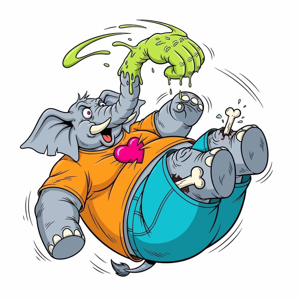 Cartoon elephant tripping. vector