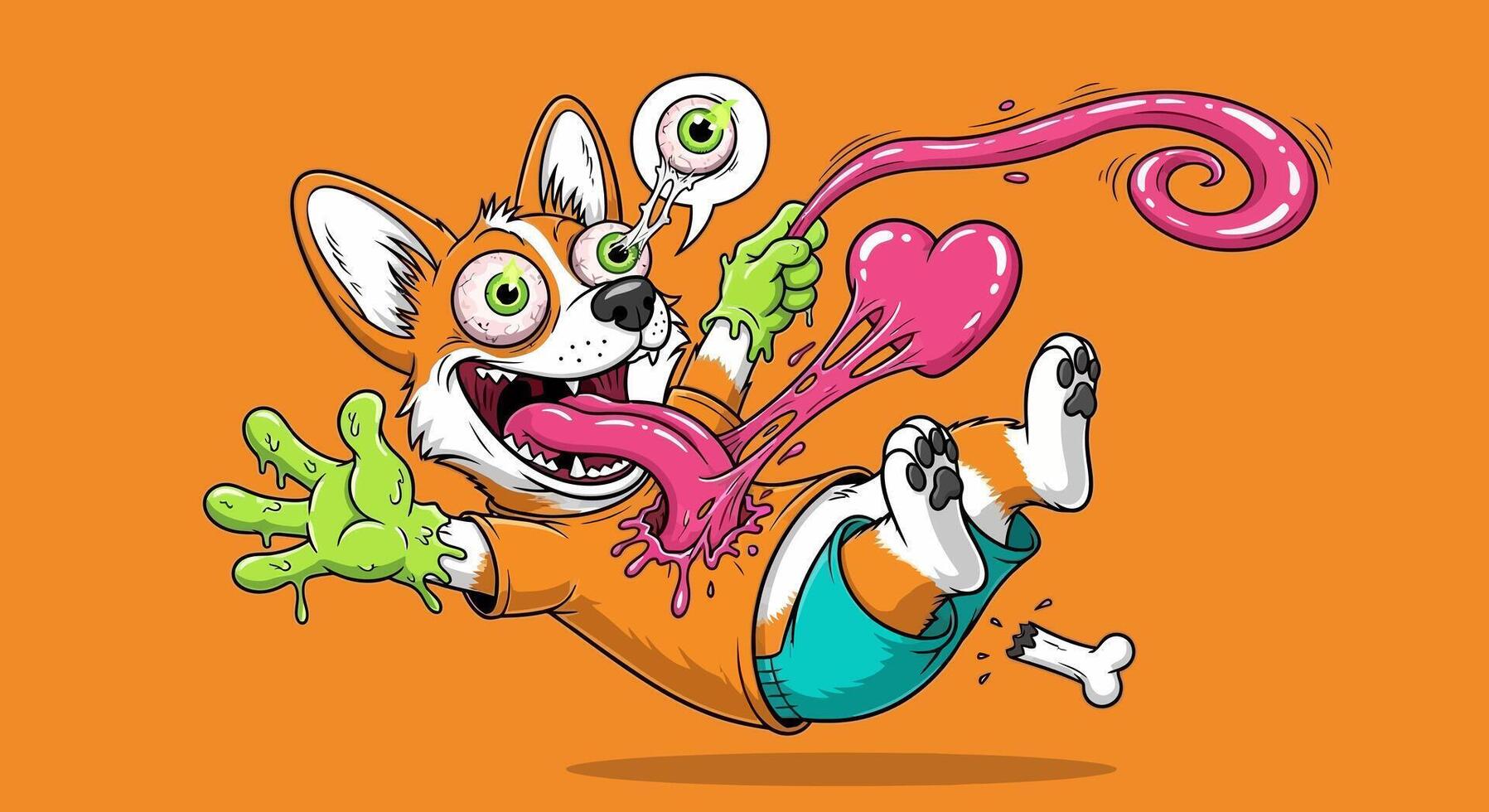 Zombie Corgi Art. vector