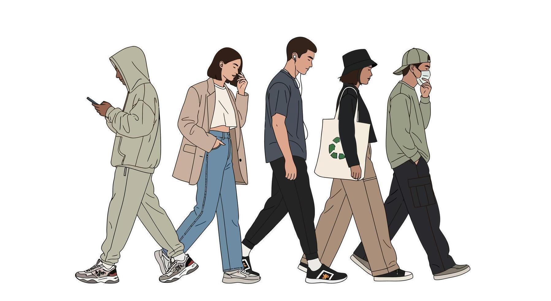 Diverse People Walking Urban Lifestyle Street Style. vector