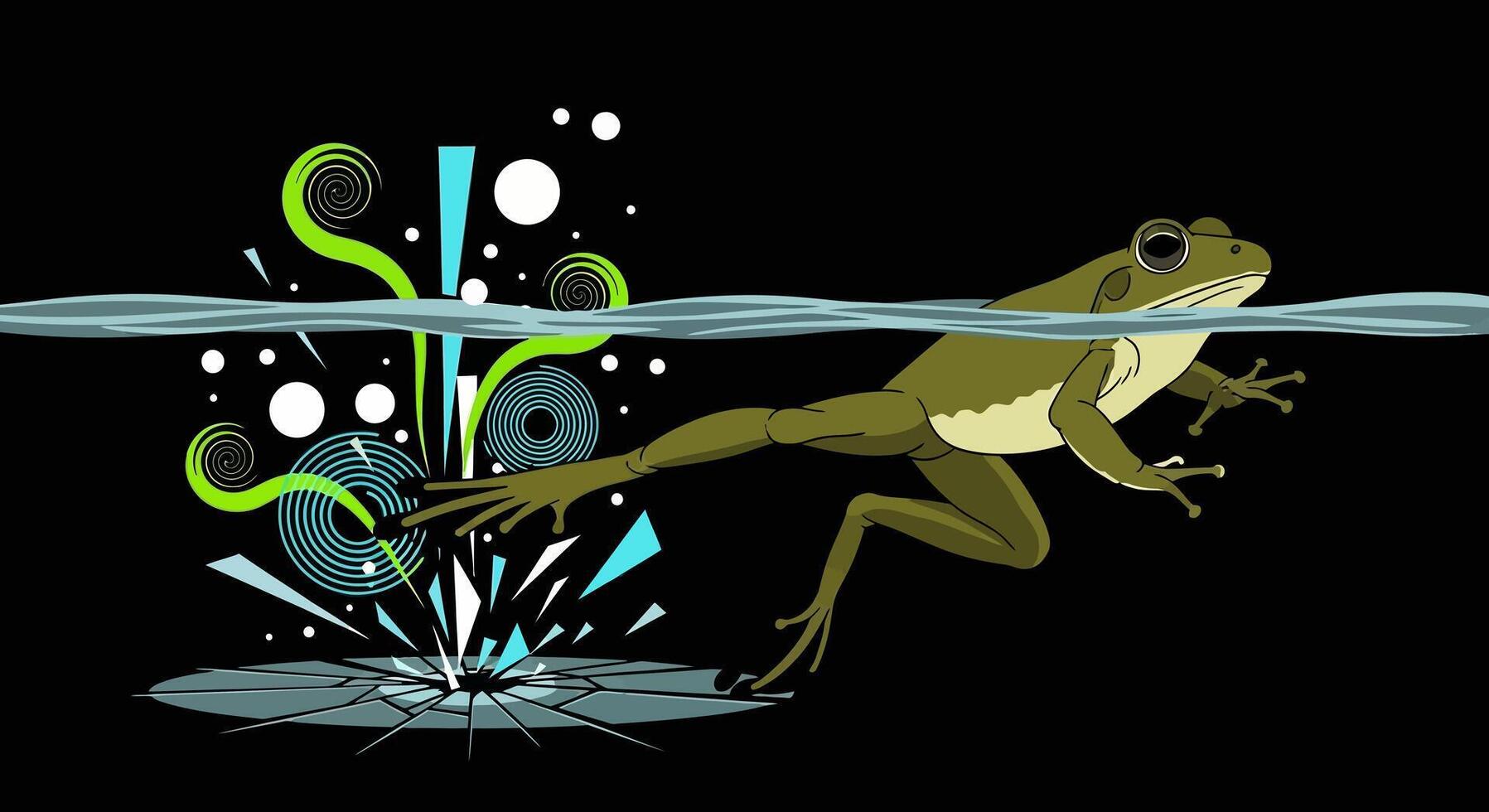 Cartoon Frog Jump. vector