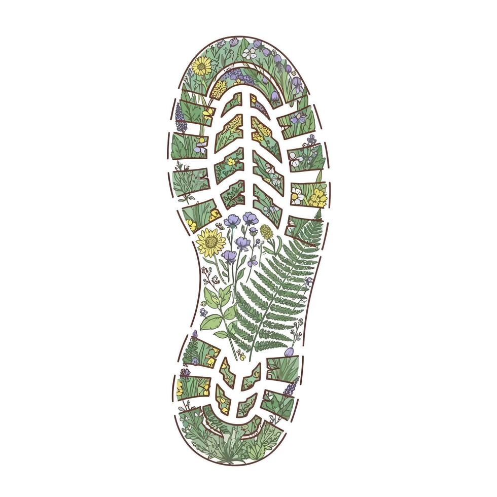 Eco Footprint with flowers Nature concept. vector