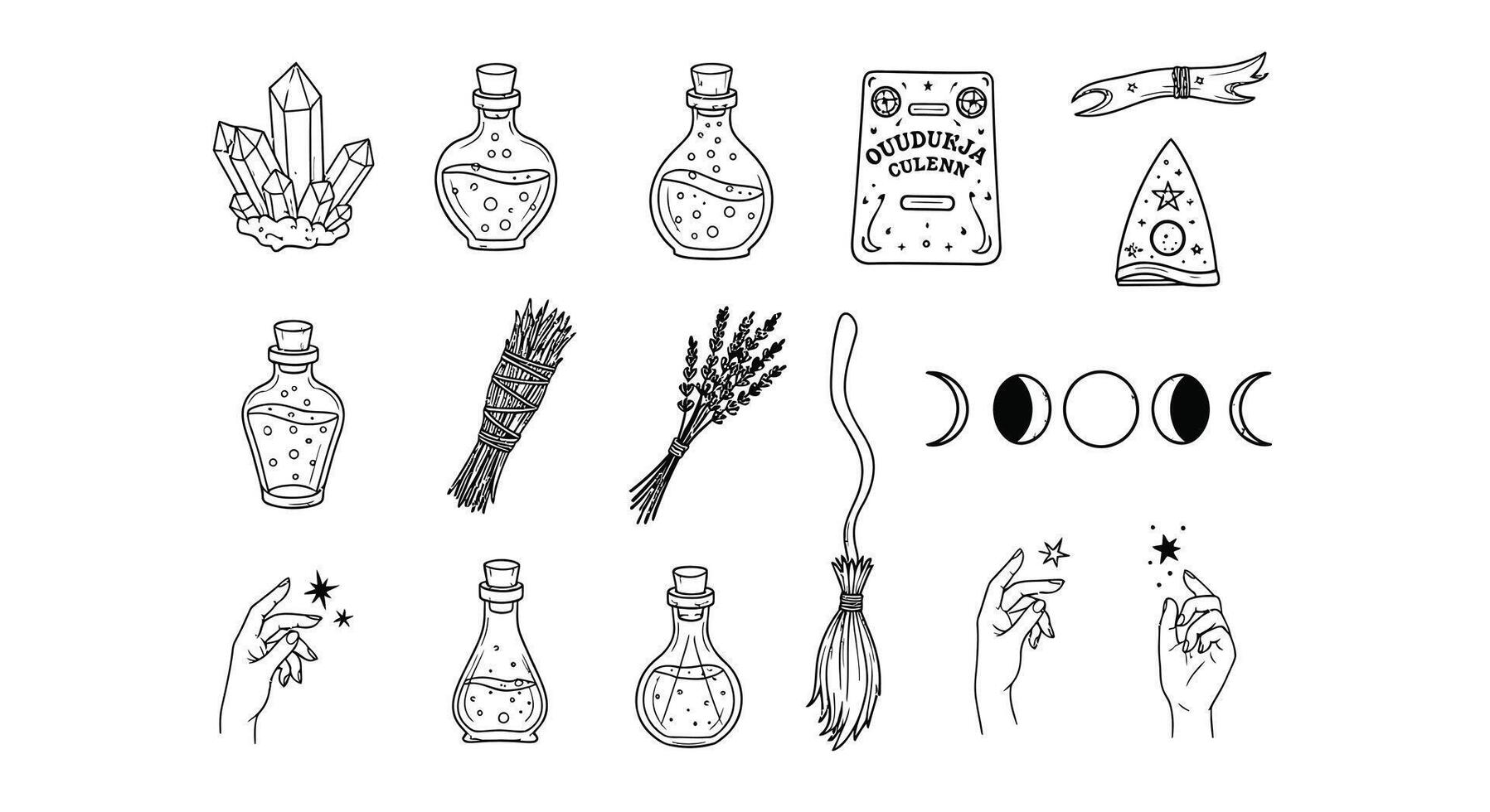 Witchcraft elements set Isolated design. vector