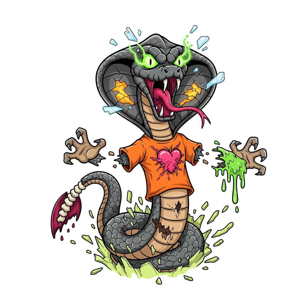 Cobra Cartoon Character with TShirt with Fun Design. vector