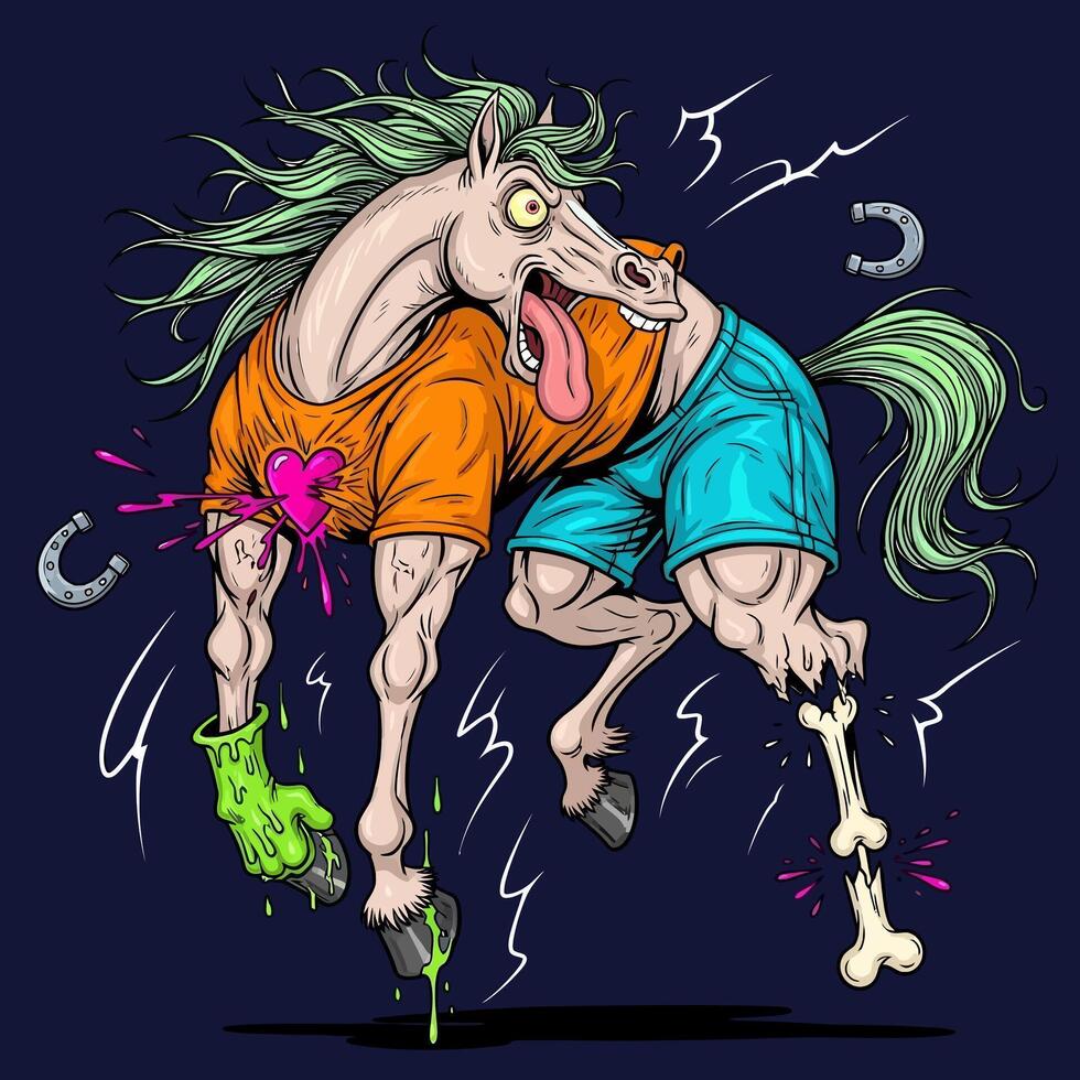 Cartoon Horse with Funny Animal, and Humor. vector
