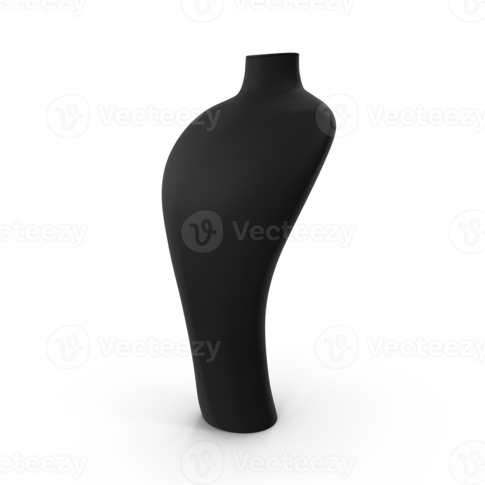 3D Black Abstract Mannequin Bust . Fashion Display Mockup on Transparent Background png