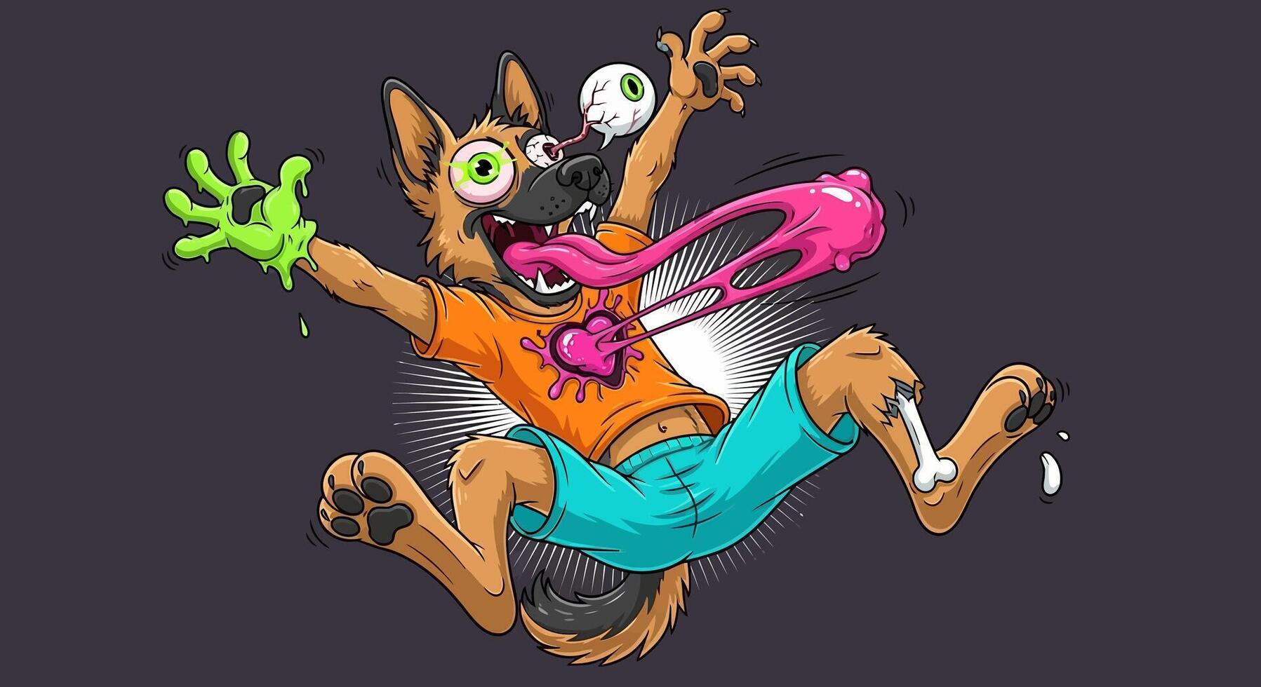 Zombie Dog Cartoon Fun Character. vector