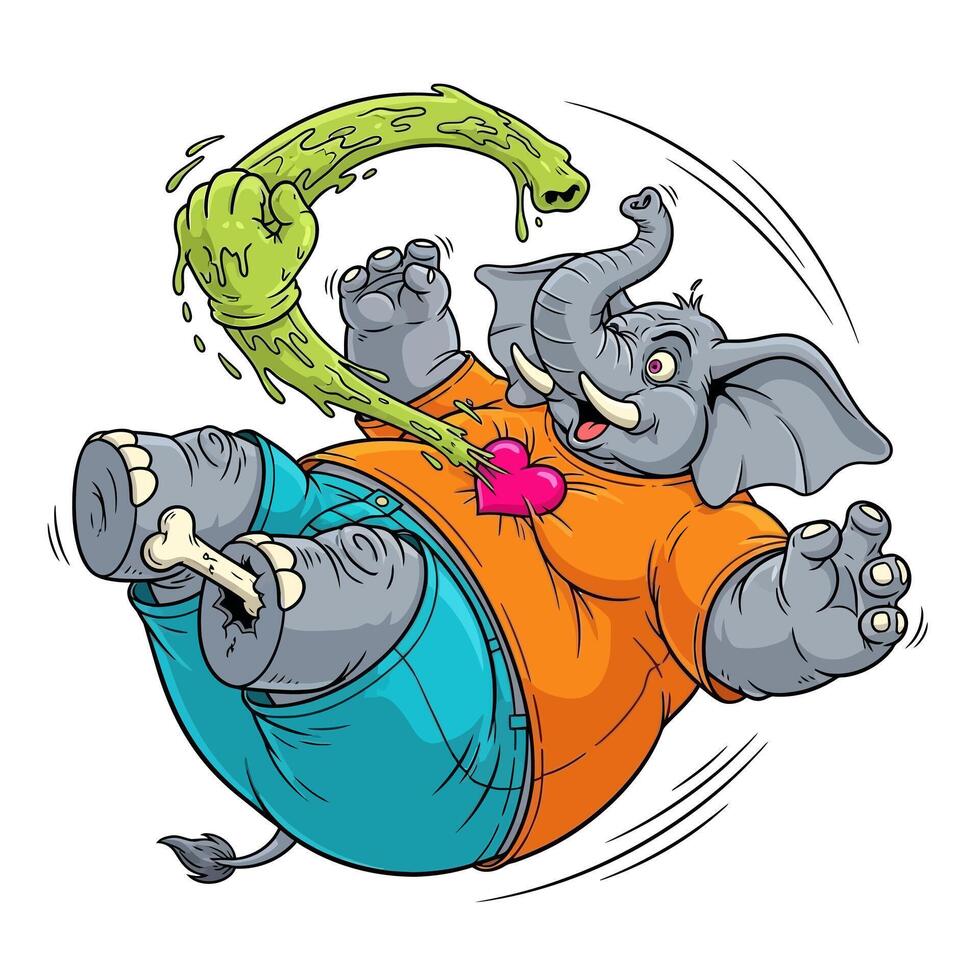 Funny Elephant Cartoon character playing silly games. vector