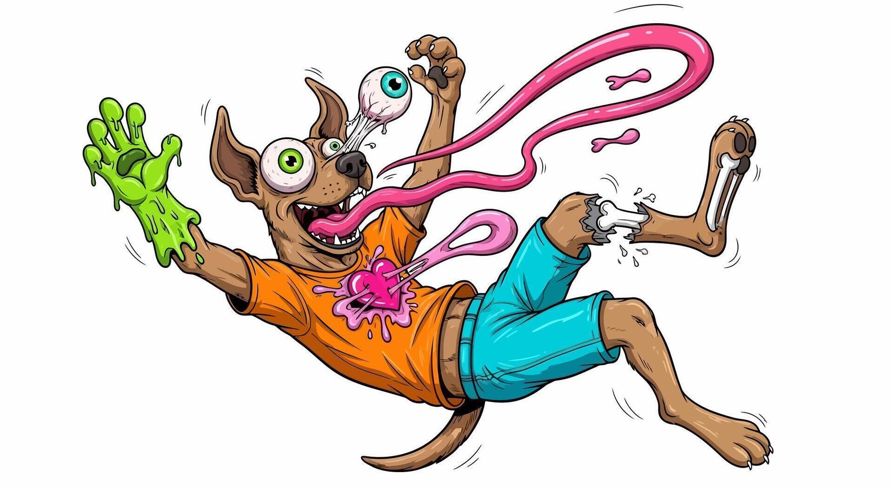 Crazy Chihuahua Dog with Comic Style, and Cartoon . vector