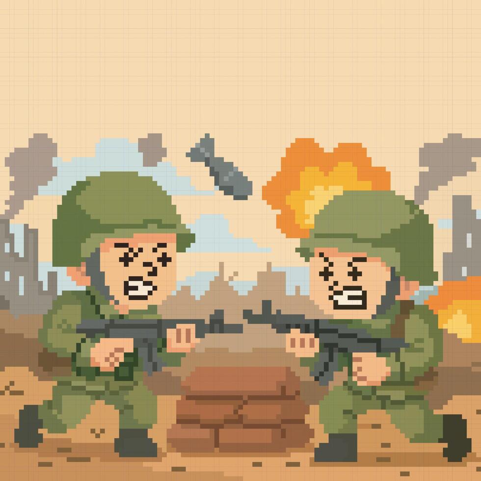 world war pixel art vector