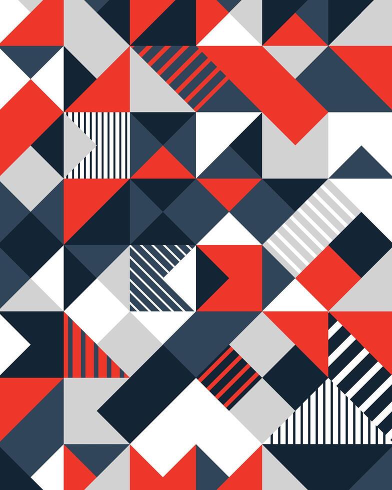 Geometric pattern with red and blue vector